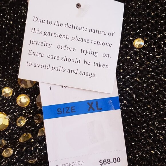 Women's Black Embellished Scoop-Neck Metallic Pullover Sweater by Ruby Rd, SZ XL - Picture 9 of 10